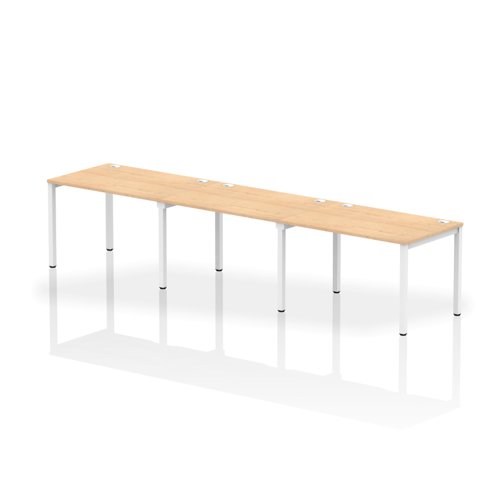 Impulse Bench Single Row 3 Person 1200 White Frame Office Bench Desk Maple