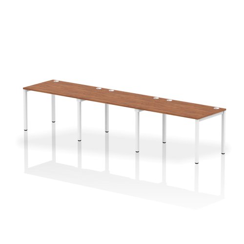 Impulse Bench Single Row 3 Person 1200 White Frame Office Bench Desk Walnut