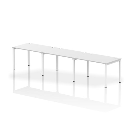 Impulse Bench Single Row 3 Person 1200 White Frame Office Bench Desk White
