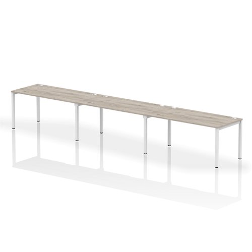 Impulse Bench Single Row 3 Person 1600 White Frame Office Bench Desk Grey Oak