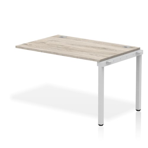 Impulse Bench Single Row Ext Kit 1200 Silver Frame Office Bench Desk Grey Oak