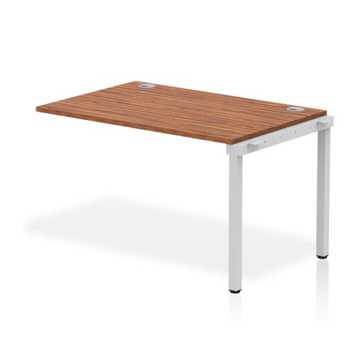 Impulse Bench Single Row Ext Kit 1200 Silver Frame Office Bench Desk Walnut
