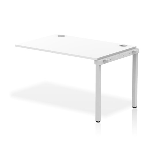 Impulse Bench Single Row Ext Kit 1200 Silver Frame Office Bench Desk White