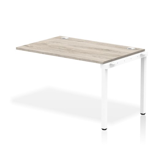 Impulse Bench Single Row Ext Kit 1200 White Frame Office Bench Desk Grey Oak