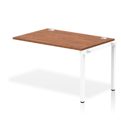 Impulse Bench Single Row Ext Kit 1200 White Frame Office Bench Desk Walnut