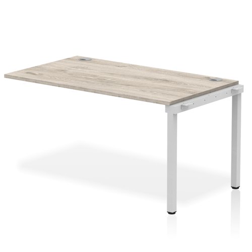 Impulse Bench Single Row Ext Kit 1400 Silver Frame Office Bench Desk Grey Oak