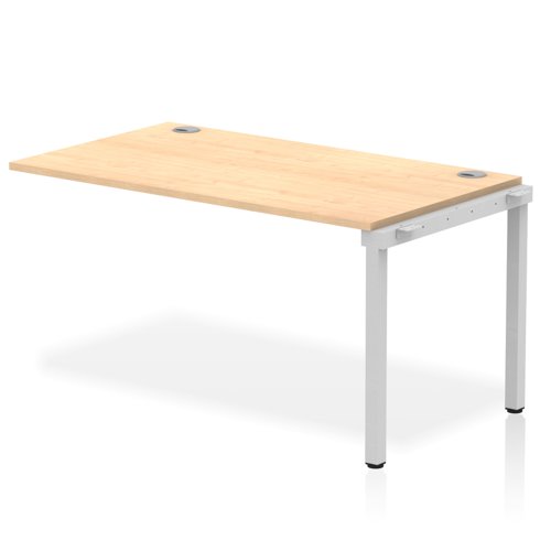 Impulse Bench Single Row Ext Kit 1400 Silver Frame Office Bench Desk Maple