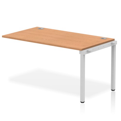 Impulse Bench Single Row Ext Kit 1400 Silver Frame Office Bench Desk Oak