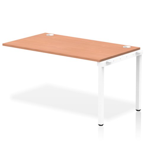 Impulse Bench Single Row Ext Kit 1400 White Frame Office Bench Desk Beech