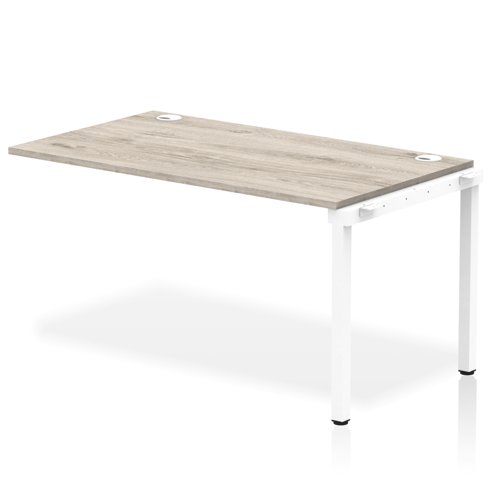 Impulse Bench Single Row Ext Kit 1400 White Frame Office Bench Desk Grey Oak