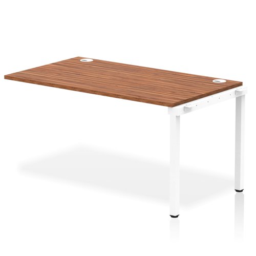 Impulse Bench Single Row Ext Kit 1400 White Frame Office Bench Desk Walnut