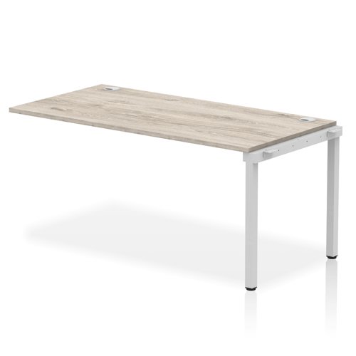 Impulse Bench Single Row Ext Kit 1600 Silver Frame Office Bench Desk Grey Oak