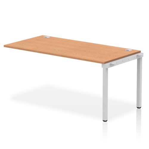 Impulse Bench Single Row Ext Kit 1600 Silver Frame Office Bench Desk Oak