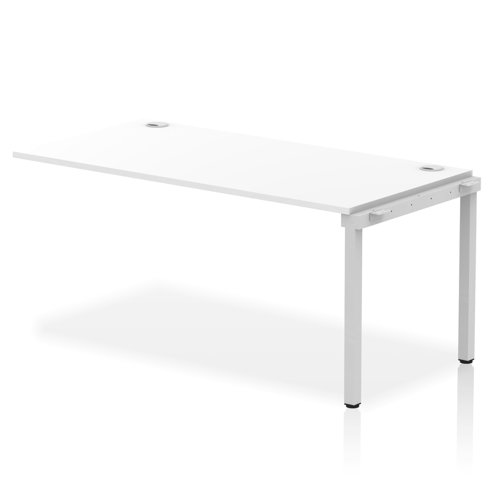 Impulse Bench Single Row Ext Kit 1600 Silver Frame Office Bench Desk White