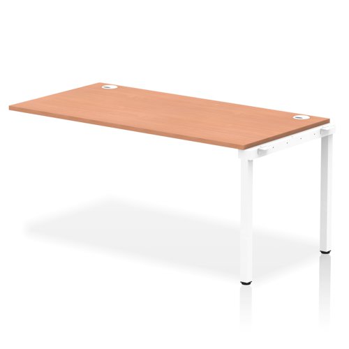 Impulse Bench Single Row Ext Kit 1600 White Frame Office Bench Desk Beech