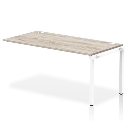 Impulse Bench Single Row Ext Kit 1600 White Frame Office Bench Desk Grey Oak