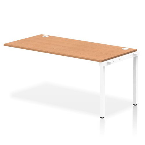 Impulse Bench Single Row Ext Kit 1600 White Frame Office Bench Desk Oak