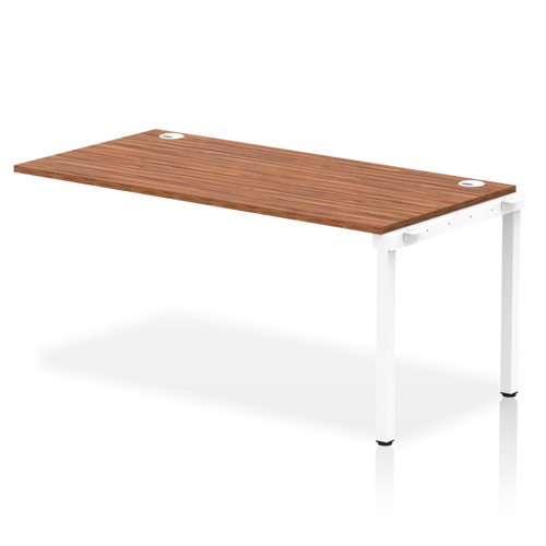 Impulse Bench Single Row Ext Kit 1600 White Frame Office Bench Desk Walnut