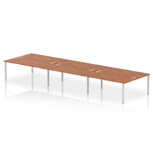 Impulse Bench B2B 6 Person 1800 Silver Frame Office Bench Desk Walnut