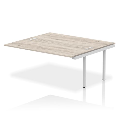 Impulse Bench B2B Ext Kit 1800 Silver Frame Office Bench Desk Grey Oak