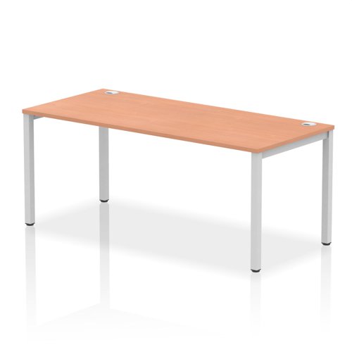 Impulse Bench Single Row 1800 Silver Frame Office Bench Desk Beech