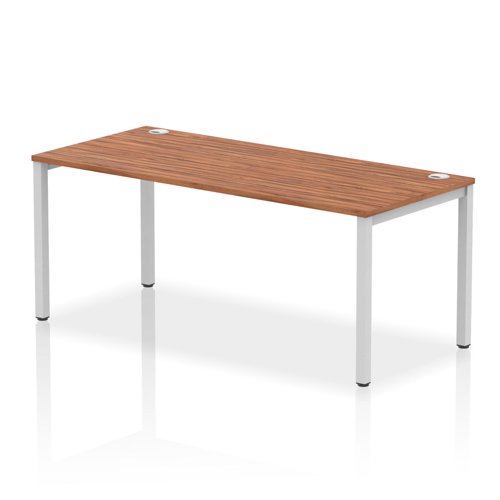 Impulse Bench Single Row 1800 Silver Frame Office Bench Desk Walnut