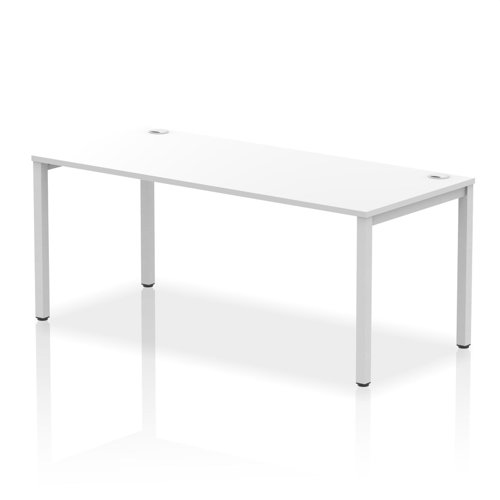 Impulse Bench Single Row 1800 Silver Frame Office Bench Desk White