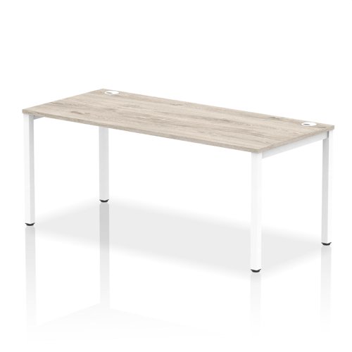 Impulse Bench Single Row 1800 White Frame Office Bench Desk Grey Oak