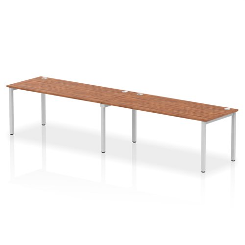 Impulse Bench Single Row 2 Person 1800 Silver Frame Office Bench Desk Walnut