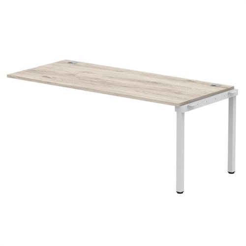 Impulse Bench Single Row Ext Kit 1800 Silver Frame Office Bench Desk Grey Oak