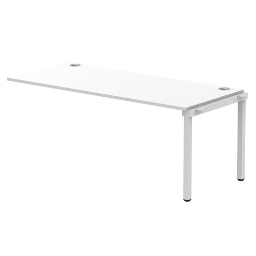 Impulse Bench Single Row Ext Kit 1800 Silver Frame Office Bench Desk White