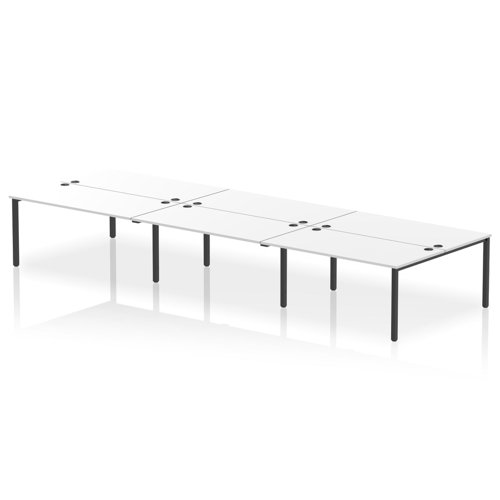 Impulse Bench B2B 6 Person 1600 Black Frame Office Bench Desk White