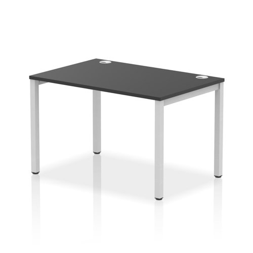 Impulse Bench Single Row 1200 Silver Frame Office Bench Desk Black