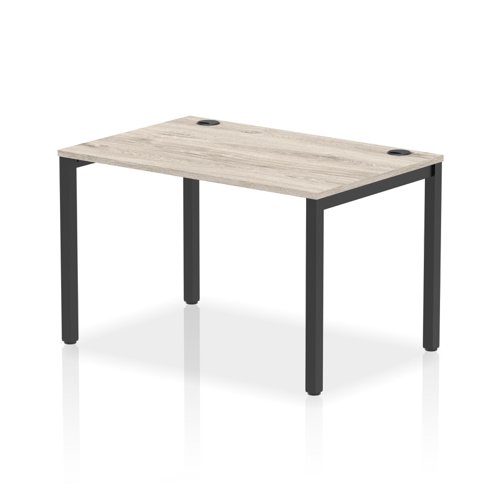 Impulse Bench Single Row 1200 Black Frame Office Bench Desk Grey Oak