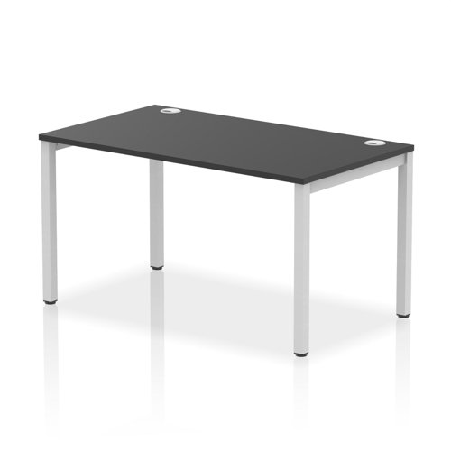 Impulse Bench Single Row 1400 Silver Frame Office Bench Desk Black