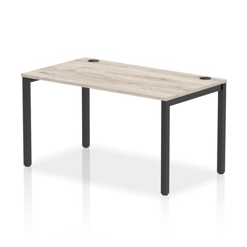 Impulse Bench Single Row 1400 Black Frame Office Bench Desk Grey Oak