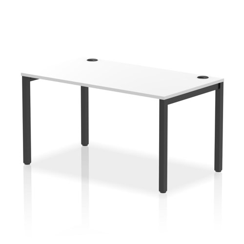 Impulse Bench Single Row 1400 Black Frame Office Bench Desk White