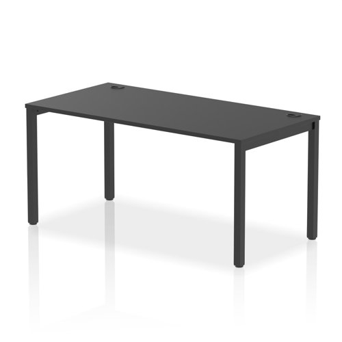 Impulse Bench Single Row 1600 Black Frame Office Bench Desk Black