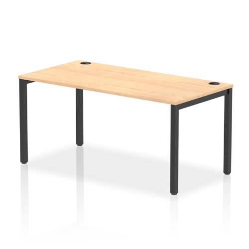 Impulse Bench Single Row 1600 Black Frame Office Bench Desk Maple