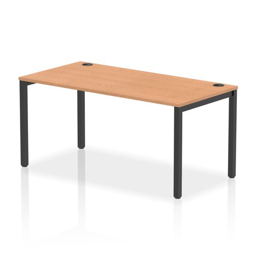 Impulse Bench Single Row 1600 Black Frame Office Bench Desk Oak