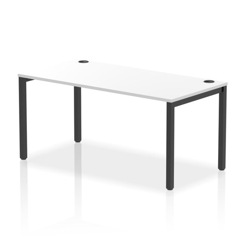 Impulse Bench Single Row 1600 Black Frame Office Bench Desk White