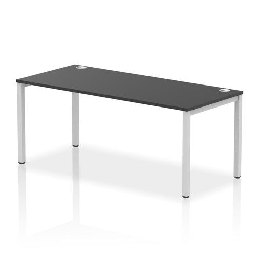 Impulse Bench Single Row 1800 Silver Frame Office Bench Desk Black