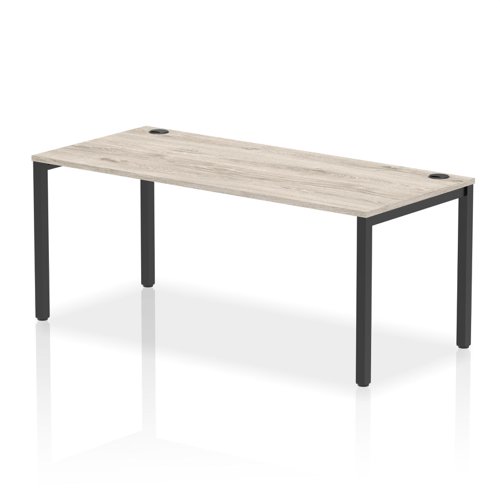 Impulse Bench Single Row 1800 Black Frame Office Bench Desk Grey Oak