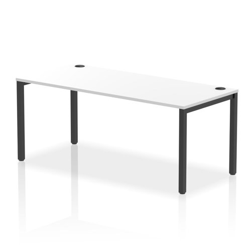 Impulse Bench Single Row 1800 Black Frame Office Bench Desk White