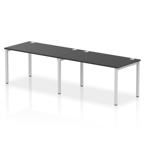 Impulse Bench Single Row 2 Person 1400 Silver Frame Office Bench Desk Black