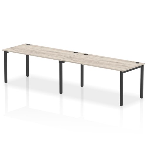 Impulse Bench Single Row 2 Person 1600 Black Frame Office Bench Desk Grey Oak