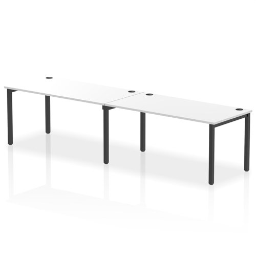 Impulse Bench Single Row 2 Person 1600 Black Frame Office Bench Desk White