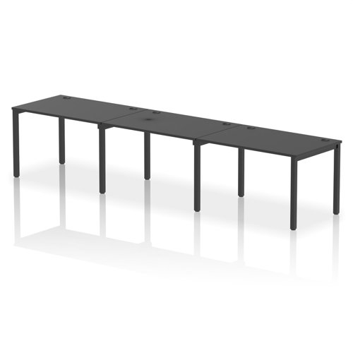 Impulse Bench Single Row 3 Person 1200 Black Frame Office Bench Desk Black