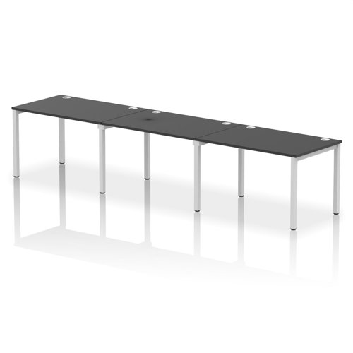 Impulse Bench Single Row 3 Person 1200 Silver Frame Office Bench Desk Black