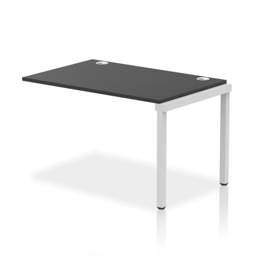 Impulse Bench Single Row Ext Kit 1200 Silver Frame Office Bench Desk Black